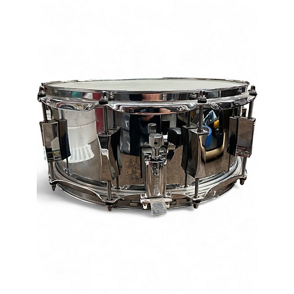 Used Pork Pie 14X6.5 Little Squealer Snare Chrome over Brass Drum