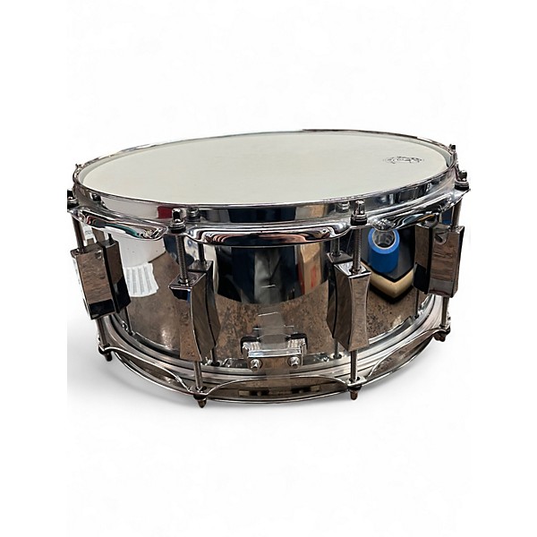 Used Pork Pie 14X6.5 Little Squealer Snare Chrome over Brass Drum