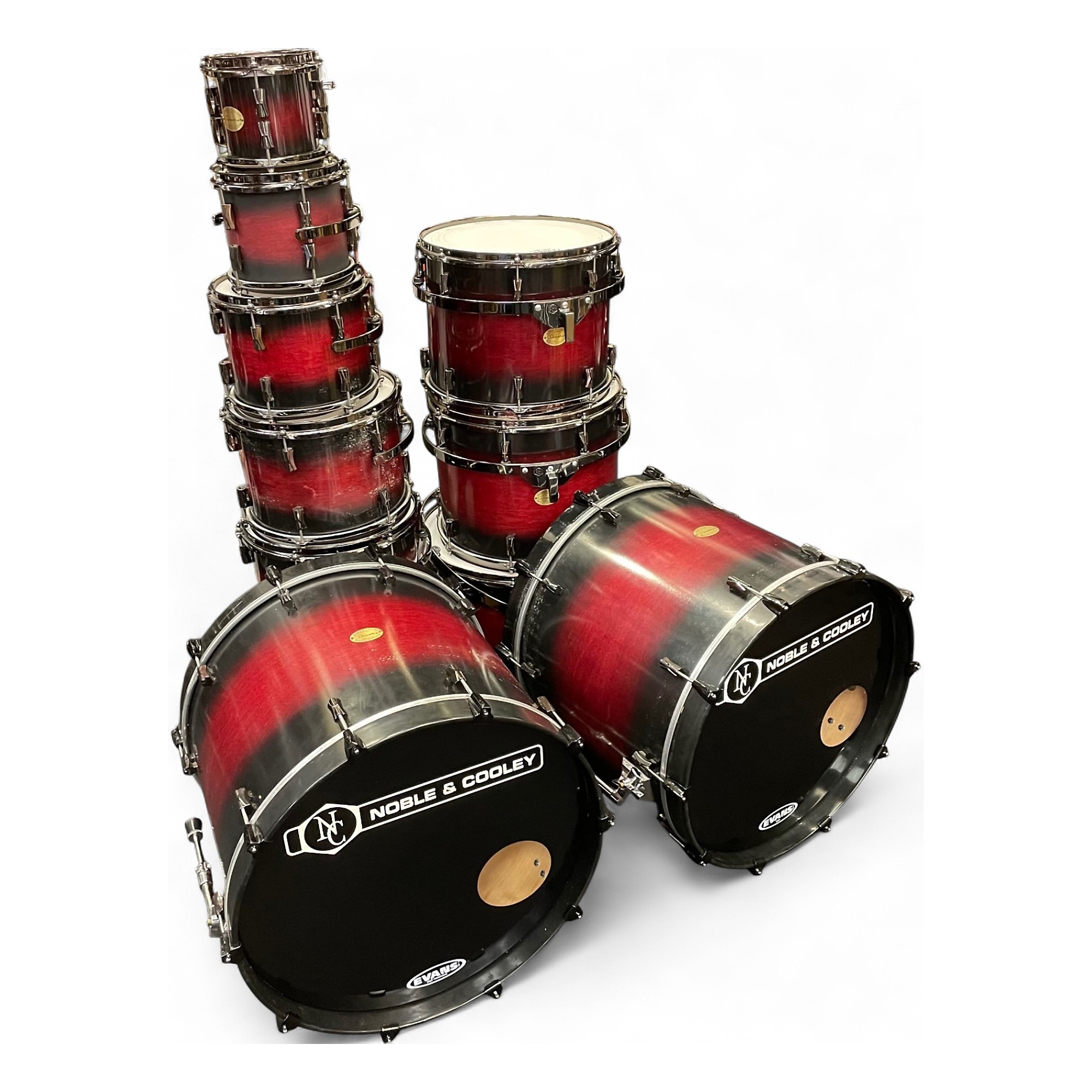 Used Noble & Cooley 9 Piece CD Maple Black Cherry Drum Kit Black