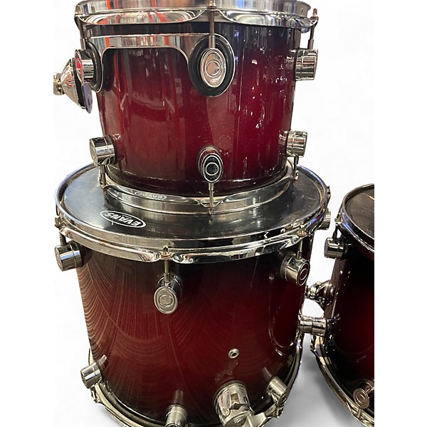 Used Pdp 7 Piece ALL-MAPLE X7 SERIES RUBY RED SPARKLE Drum Kit