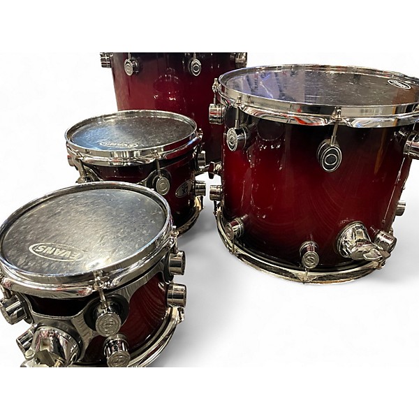 Used Pdp 7 Piece ALL-MAPLE X7 SERIES RUBY RED SPARKLE Drum Kit