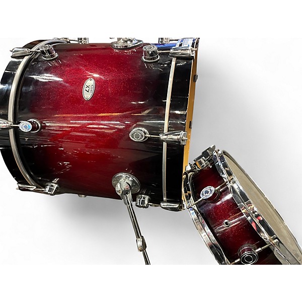 Used Pdp 7 Piece ALL-MAPLE X7 SERIES RUBY RED SPARKLE Drum Kit