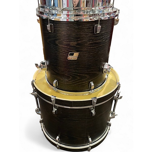 Used Ludwig 5 Piece BACKBEAT ELITE BLACK WOOD GRAIN WRAP Drum Kit