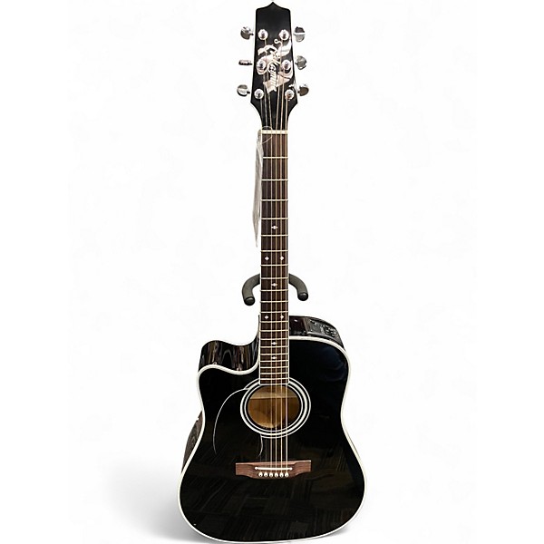 Used Takamine EF341SC Left Handed Black Acoustic Electric Guitar