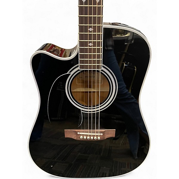 Used Takamine EF341SC Left Handed Black Acoustic Electric Guitar
