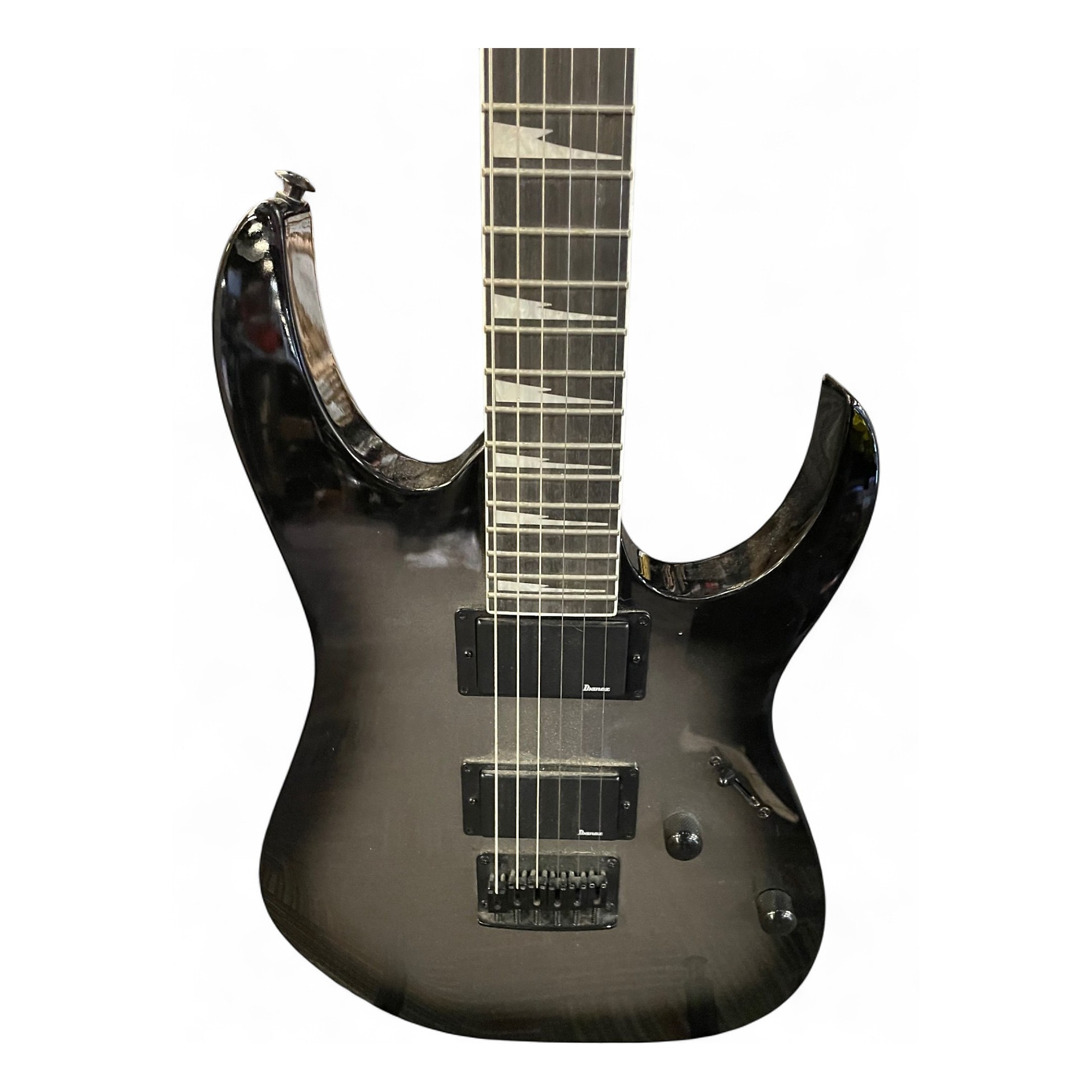 Used Ibanez GRG121DX Black and Silver Solid Body Electric