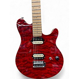 Used OLP MM1 QM Top Transparent Red Solid Body Electric Guitar