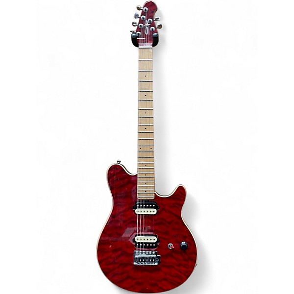 Used OLP MM1 QM Top Transparent Red Solid Body Electric Guitar