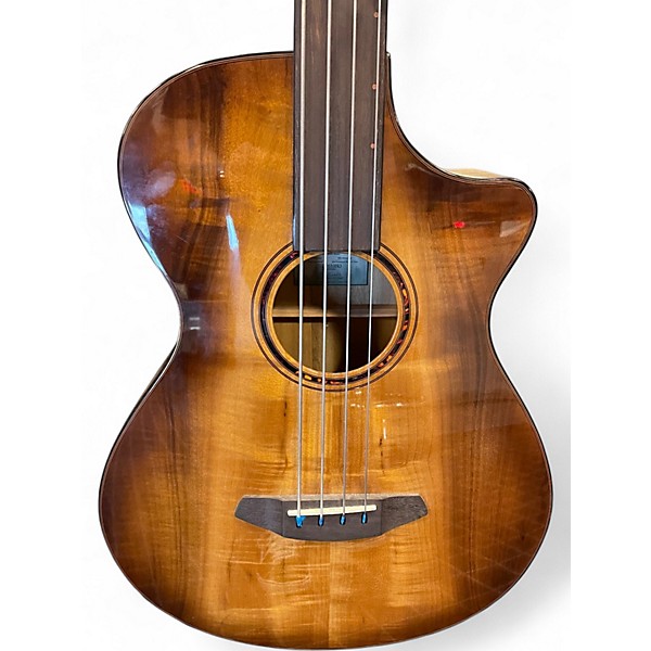 Used 2022 Breedlove pursuit ex s concerto a fl bass ce Amber burst Acoustic Bass Guitar
