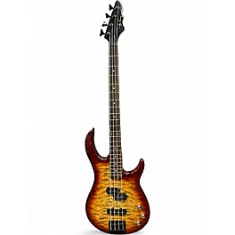 Used Jay Turser Quilted Maple Double Cut 3 Color Sunburst Electric Bass Guitar