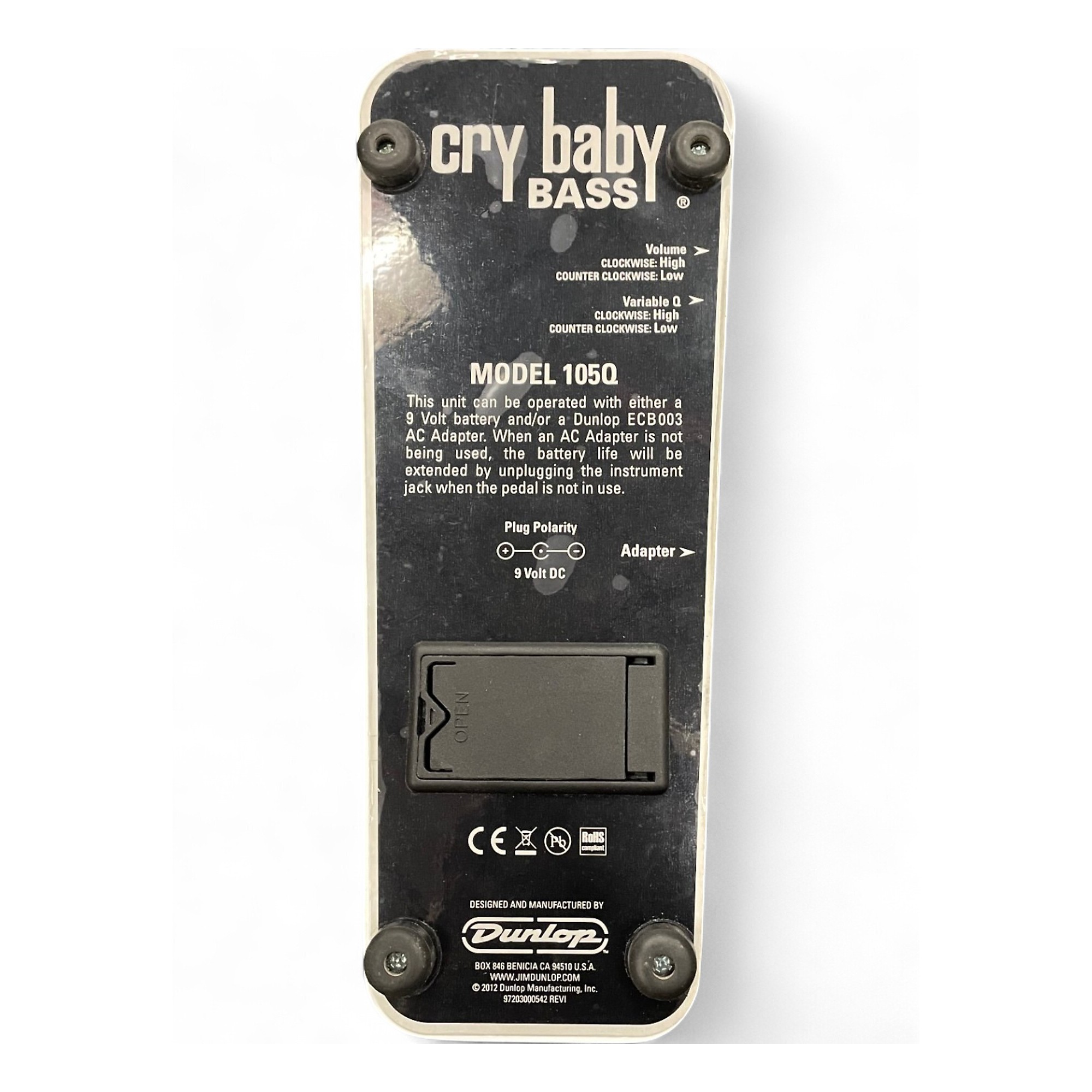 Used Dunlop 105Q Cry Baby Bass Wah Bass Effect Pedal