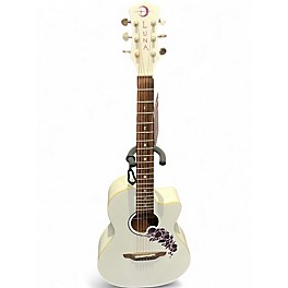 Used Luna FLORA ORCHID Antique White Acoustic Guitar