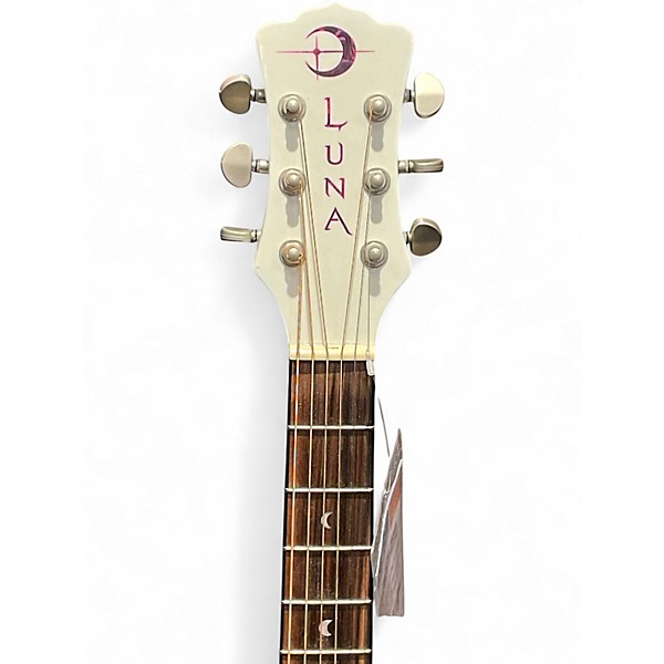 Used Luna FLORA ORCHID Antique White Acoustic Guitar
