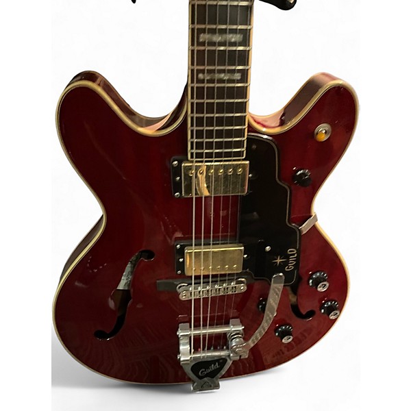 Used Guild Starfire V Trans Red Hollow Body Electric Guitar
