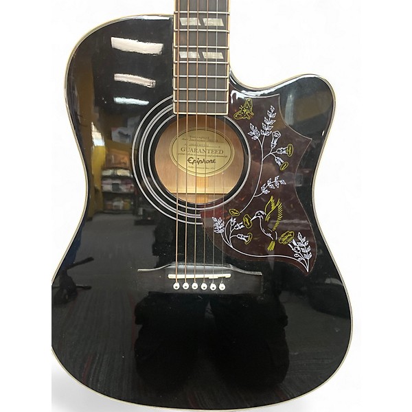 Used Epiphone HUMMINGBIRD Black Acoustic Guitar Black