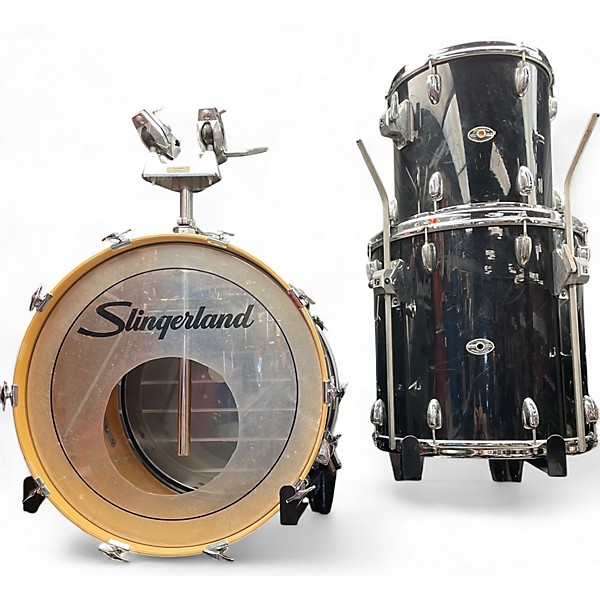 Used Slingerland 4 Piece MAPLE Black Drum Kit