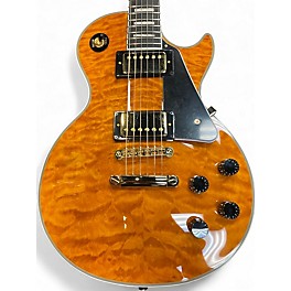 Used Epiphone LES PAUL CUSTOM QUILT TOP Trans Amber Solid Body Electric Guitar