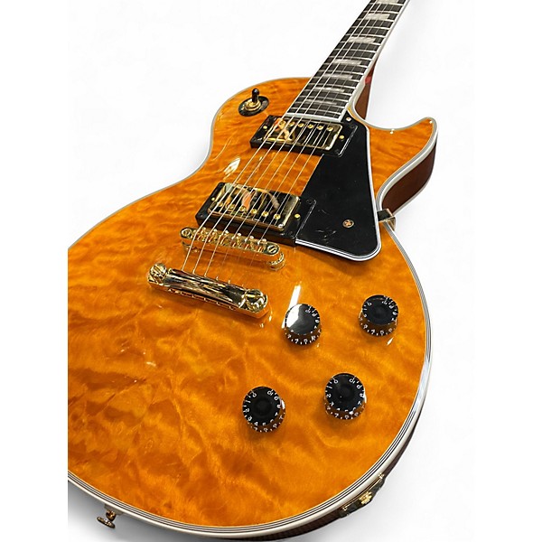 Used Epiphone LES PAUL CUSTOM QUILT TOP Trans Amber Solid Body Electric Guitar