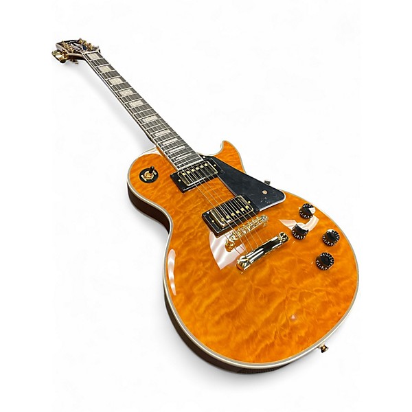 Used Epiphone LES PAUL CUSTOM QUILT TOP Trans Amber Solid Body Electric Guitar