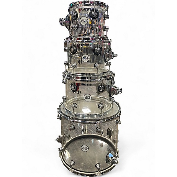 Used DW 6 Piece Design Series Acrylic ACRYLIC CLEAR Drum Kit