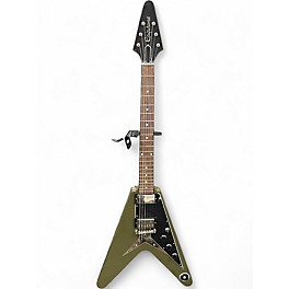 Used Epiphone Korina Flying V OLIVE DRAB GREEN Electric Bass Guitar