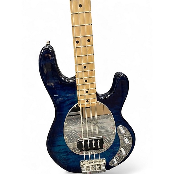 Used Sterling by Music Man RAY34FM NEPTUNE BLUE Electric Bass Guitar