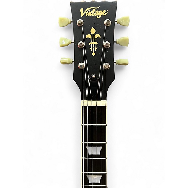 Used Vintage V100MRBK Black Over Sunburst Solid Body Electric Guitar