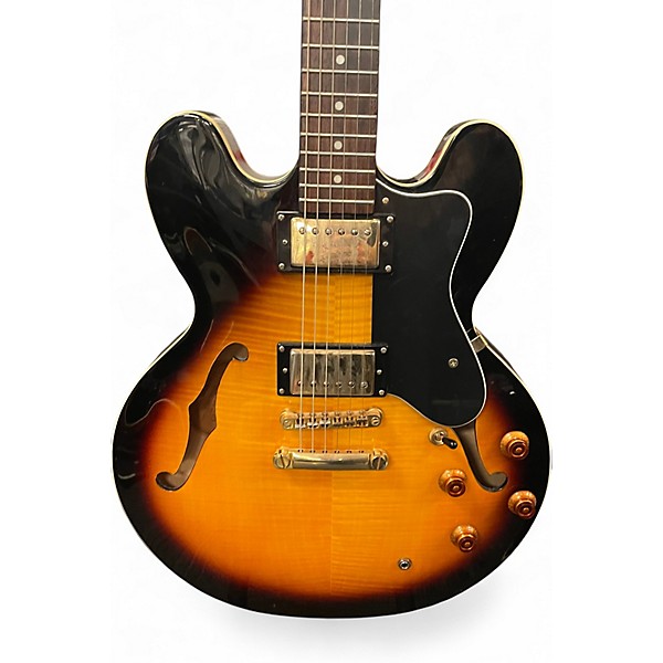 Used Epiphone Dot Deluxe Flametop 2 Tone Sunburst Hollow
