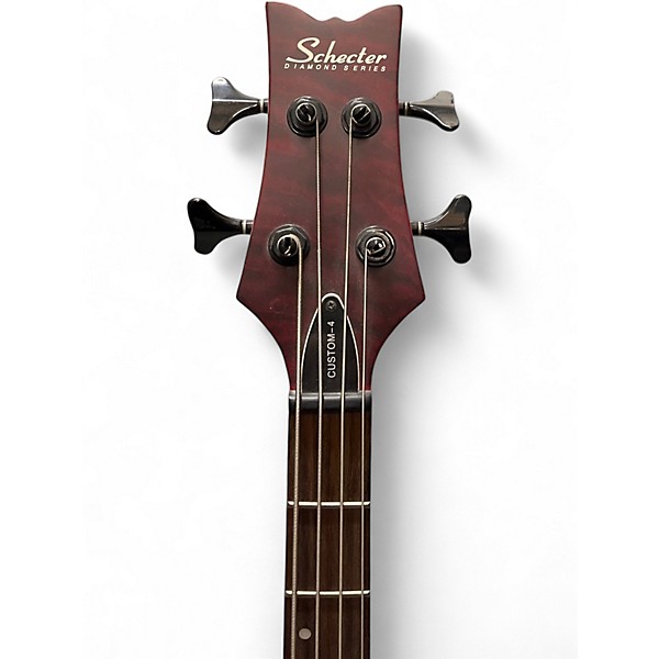 Used Schecter custom 4 red Electric Bass Guitar