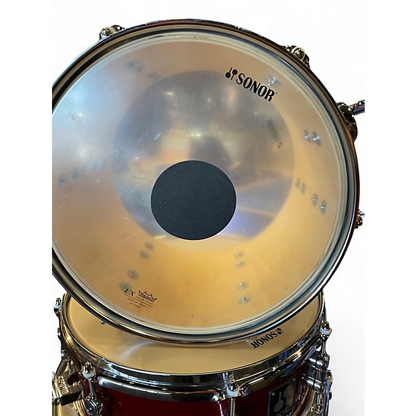 Used SONOR 5 Piece AQX red sparkle Drum Kit