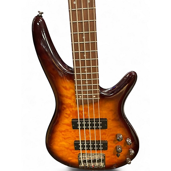 Used Ibanez SR405 5 String Quilted Maple Electric Bass Guitar