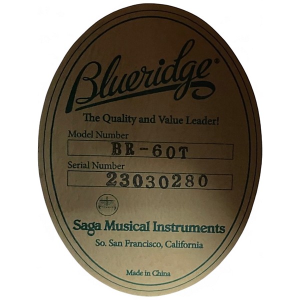 Used Blueridge BR60T Contemporary Series Tenor Natural Acoustic Guitar