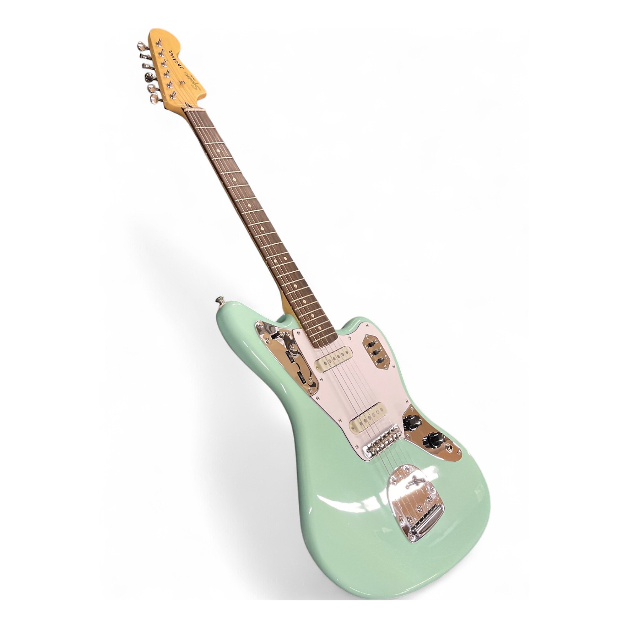 Squier　vintagemodify　SURFGreen Squier Vintage Modified Jaguar - Surf Green Reviews | Sweetwater