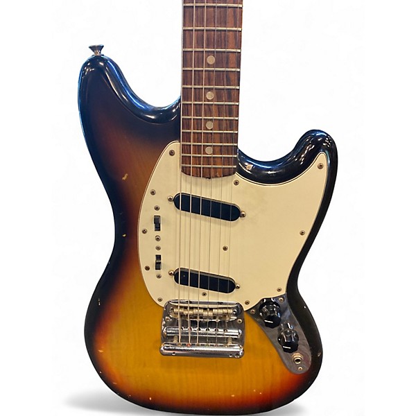 Vintage 1975 Fender Mustang Sunburst Solid Body Electric Guitar