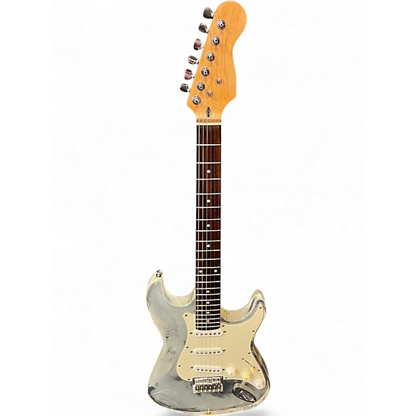 Used Galveston Acrylic Strat Clear Solid Body Electric Guitar