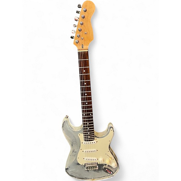 Used Galveston Acrylic Strat Clear Solid Body Electric Guitar