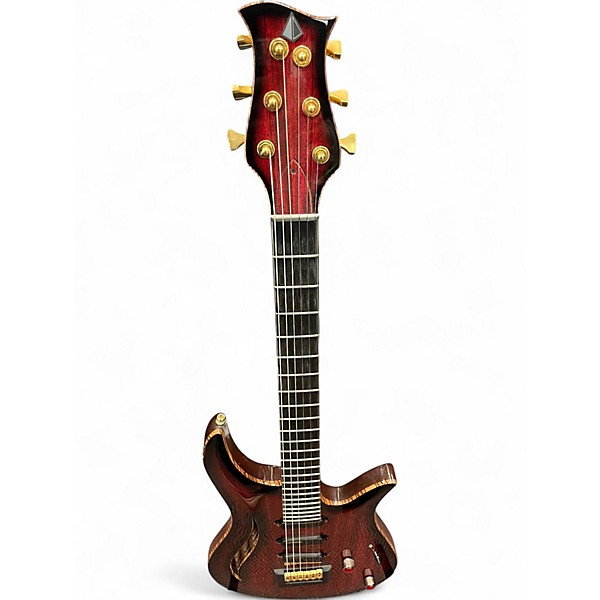 Used Wreck BLUE MORPHO Crimson Red Burst Hollow Body Electric Guitar