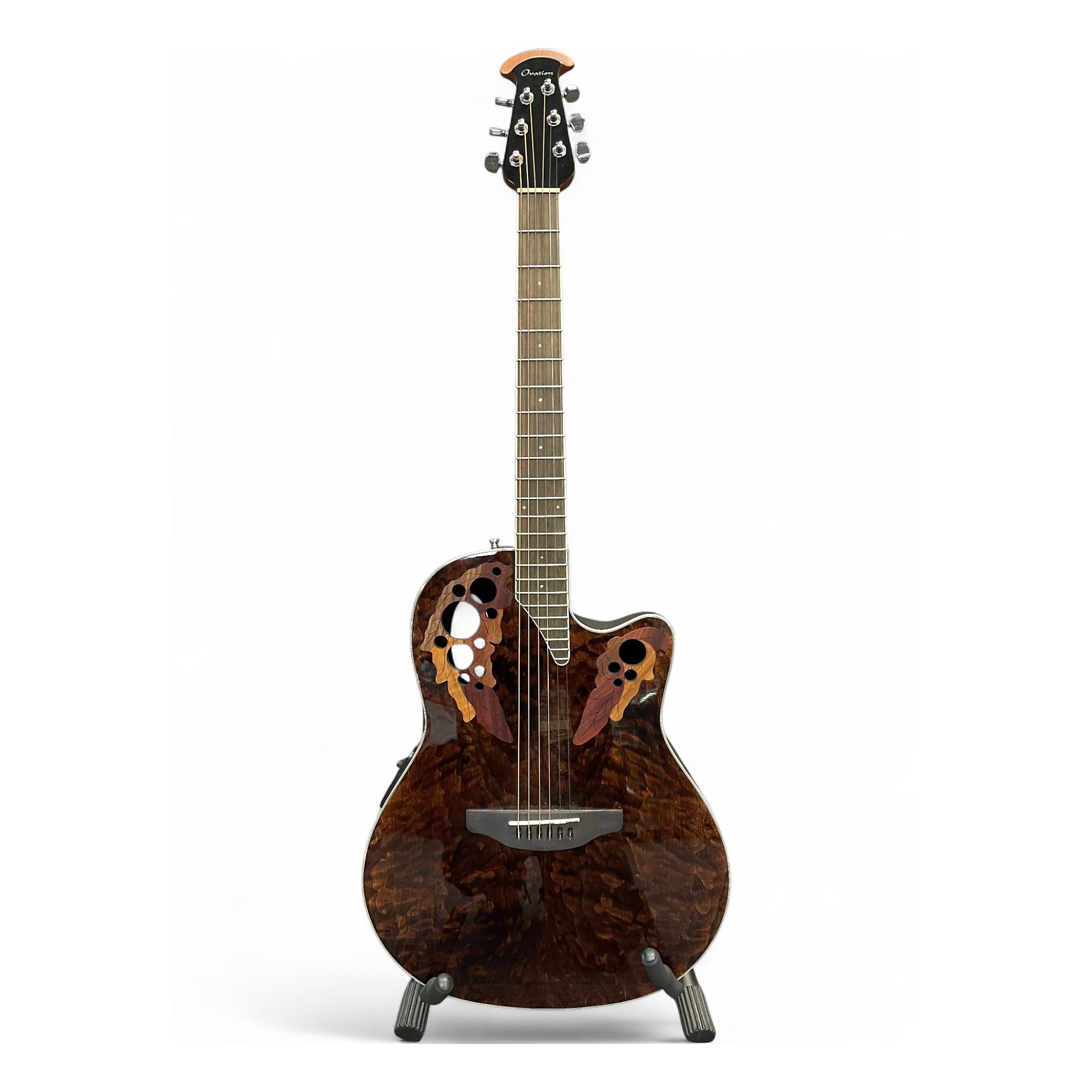 Used Ovation CE48P Tiger Eye Acoustic Electric Guitar Tiger