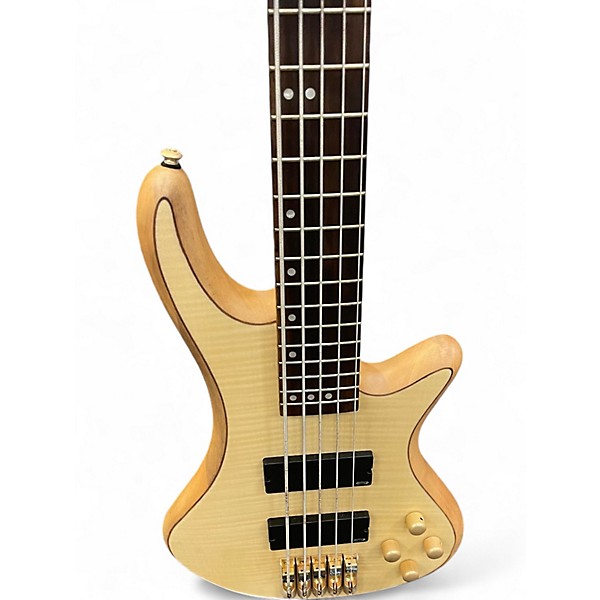 Used Schecter Guitar Research Stiletto Custom 5 String Natural Electric Bass Guitar