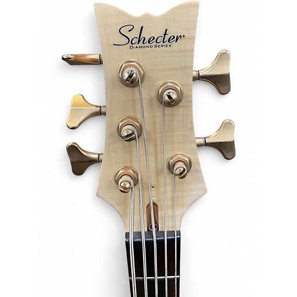 Used Schecter Guitar Research Stiletto Custom 5 String Natural Electric Bass Guitar