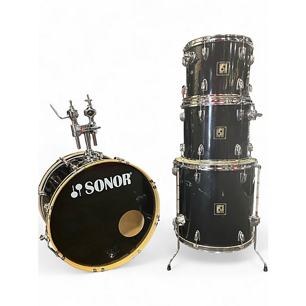 Used SONOR 4 Piece FORCE 1001 Black Drum Kit