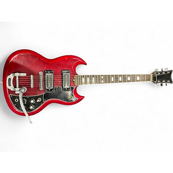 Vintage 1960s Kay K-201 Cherry Solid Body Electric Guitar