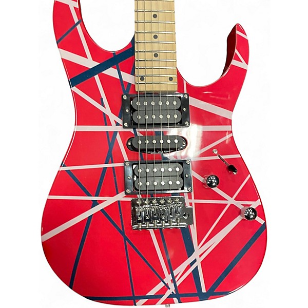 Used Djtxz EVH STYLE GUITAR RED WITH STRIPES Solid Body Electric Guitar