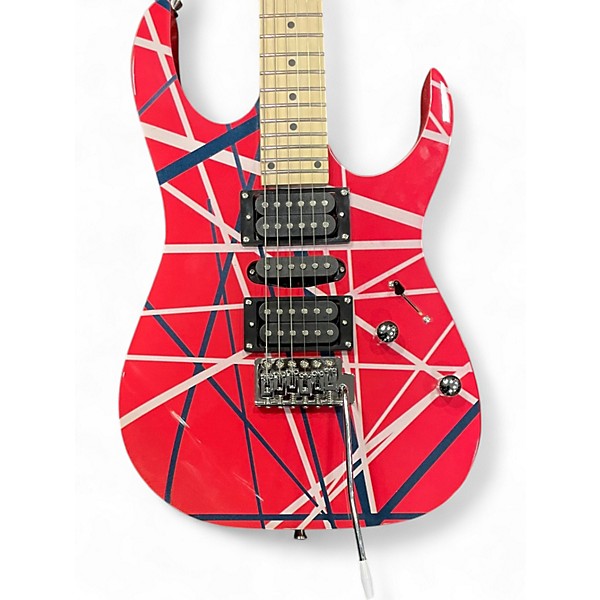 Used Djtxz EVH STYLE GUITAR RED WITH STRIPES Solid Body Electric Guitar