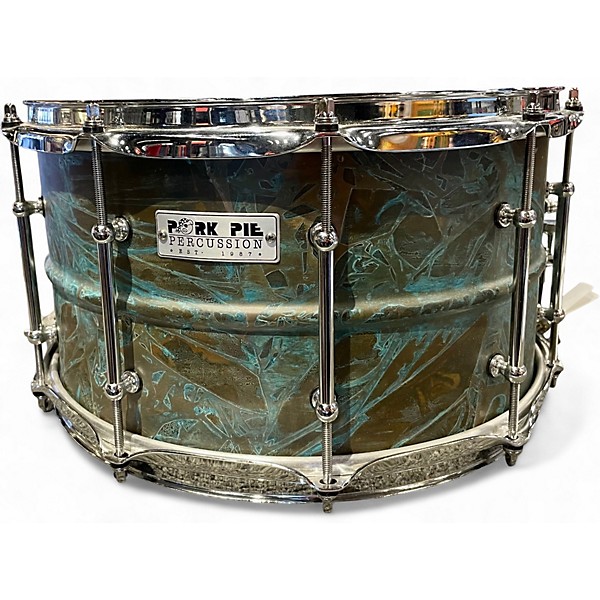 Used Pork Pie 14X8 Snare Patina Brass Drum