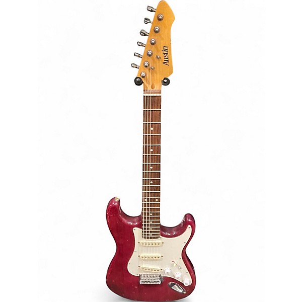 Used Austin S STYLE Crimson Red Trans Solid Body Electric Guitar