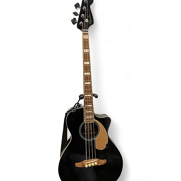 Used Fender Kingman Acoustic Electric Bass Black Acoustic Bass Guitar