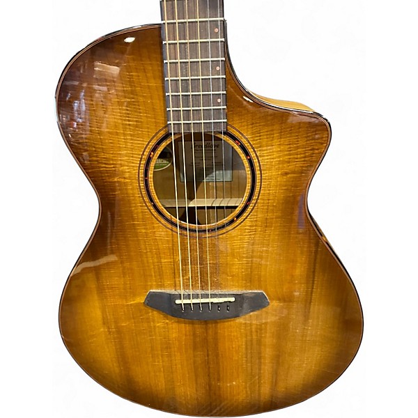 Used Breedlove Pursuit Concert Exotic Myrtlewood Amber Burst Acoustic Electric Guitar
