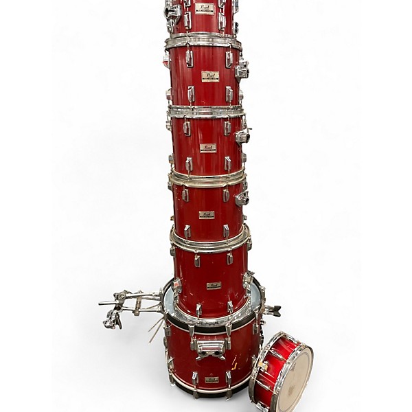 Used Pearl 7 Piece World Series Red Drum Kit