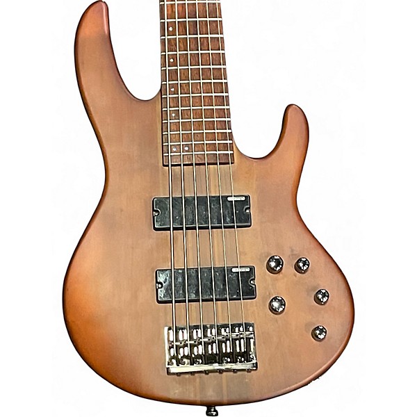 Used ESP LTD D6 6 String Brown Electric Bass Guitar